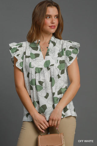 Floral Print Babydoll Top-Umgee