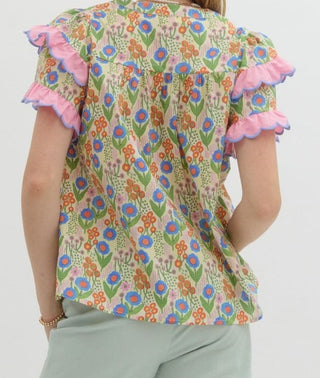 Entro Flowers and Ruffles Top