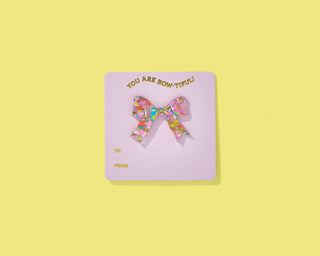 Taylor Elliott FOR FUN - Pin w/ Gift Card - Bow - Pink & Colorful Confetti