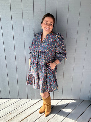Umgee Floral Corduroy Dress