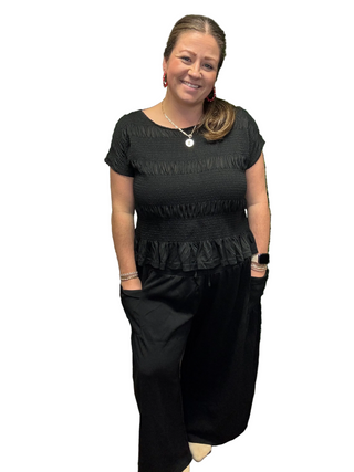 Davi & Dani Solid Color Top and Pants Set