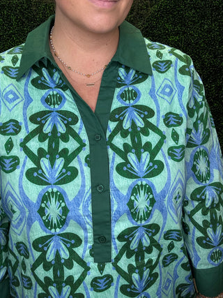 Jodifl Green Abstract Shift Dress