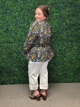 Umgee Mixed Floral Peplum Top