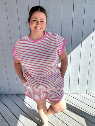 Contrast Striped Knit Top-She+Sky