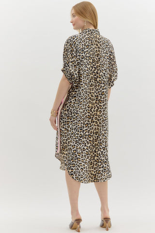 Luxe Leopard Dolman Midi Dress
