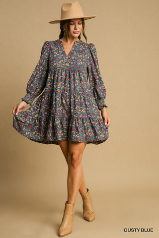 Umgee Floral Corduroy Dress