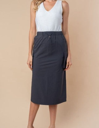 White Birch Stretch Midi Skirt
