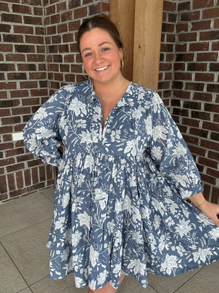 Molly Bracken Blue Printed Mini Dress
