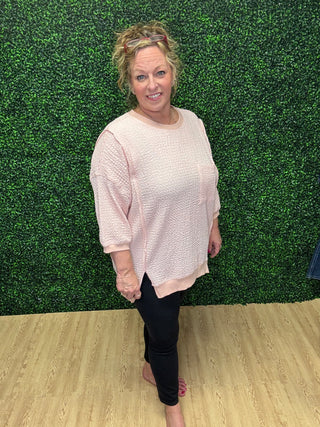 Peach Popcorn Pullover