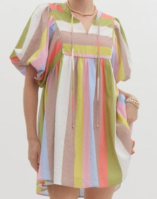 Colorful Stripes Mini Dress