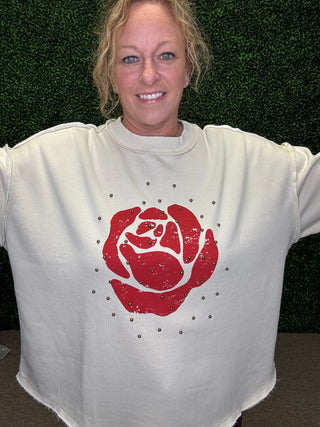 Easel Rose Studded Sweatshirt