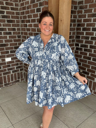 Molly Bracken Blue Printed Mini Dress