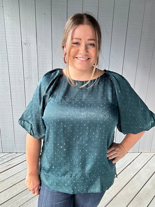 Umgee Satin Gemstone Blouse