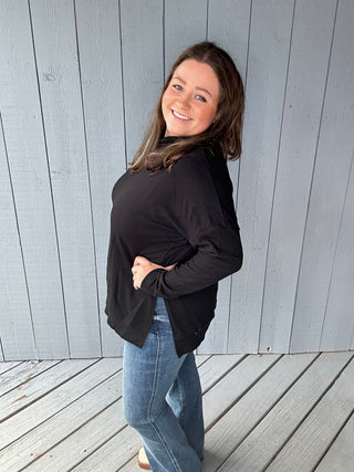 Emerald Mock Neck Pullover