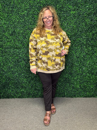 Easel Olive Camo Sweater