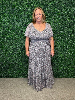 White Birch Floral Smocked Maxi Dress