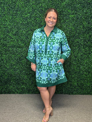 Jodifl Green Abstract Shift Dress