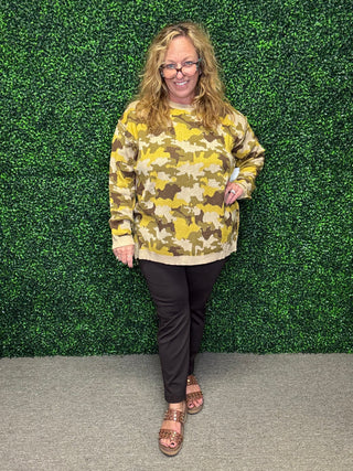 Easel Olive Camo Sweater