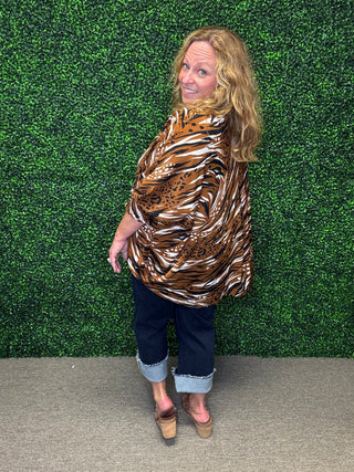 Animal Print V-Neck Blouse