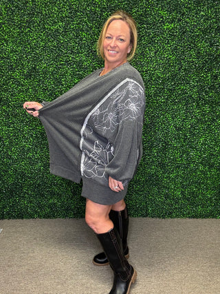 FINAL SALE Ribbed Floral Sided Tunic
