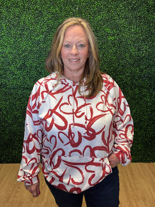 Cream and Red Heart Hoodie-Heimish