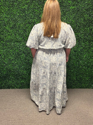 She + Sky Slate Blue Floral Maxi