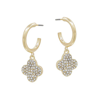 Gold Hoop & Rhinestone Clover