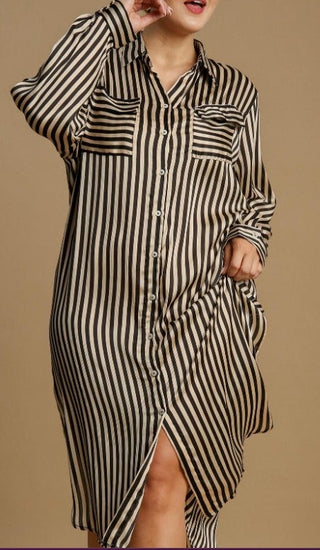 Striped Button Down Midi Dress