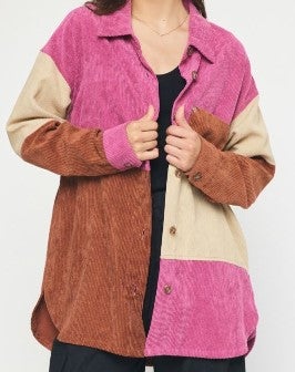 Entro Colorblock Cord Shacket