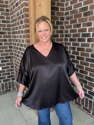 Adrienne Black Luxe Dolman Top