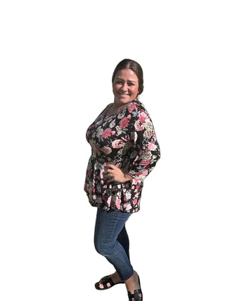 Dear Scarlett Rosey Peplum Top Final Sale