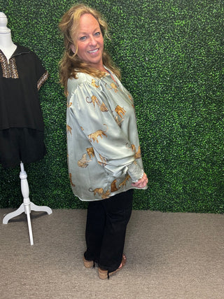 Easel Cheetah Print Blouse Curvy