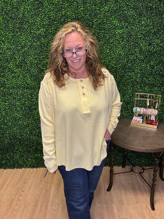 Easel Washed Thermal Henley Top