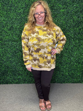 Easel Olive Camo Sweater