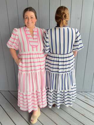Entro Striped Midi Dress