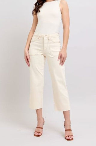 Judy Blue Ecru Denim Crop FINAL SALE