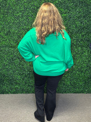 Umgee Green Off Shoulder Sweater