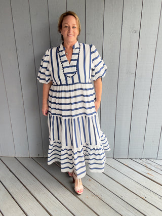 Entro Striped Midi Dress
