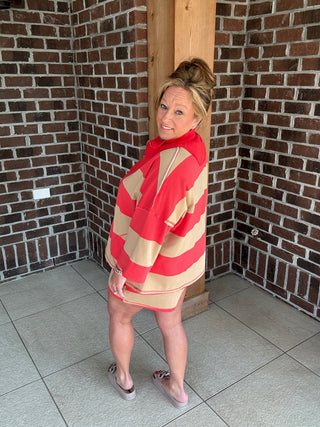 Coral & Sand Striped Half Zip Top-Stitch & Co.