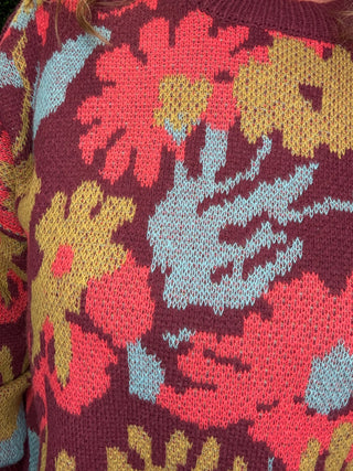 Easel Floral Patterned Sweater FINAL SALE