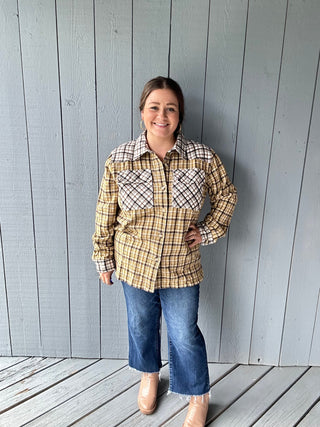 Plaid Colorblock Shacket FINAL SALE