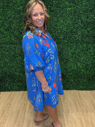 Umgee Floral Print Mini Dress
