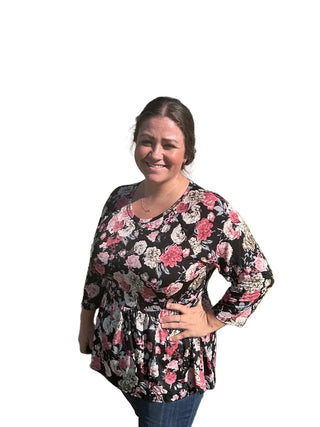 Dear Scarlett Rosey Peplum Top Final Sale