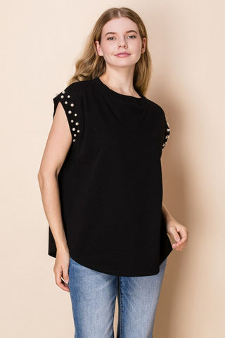 White Birch Pearl Detail Knit Top