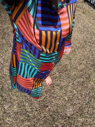 Adrienne Striped Blocked Maxi Dress
