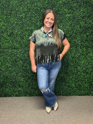 Umgee Velvet Ruffle Top