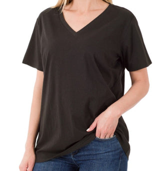 Zenana Boyfriend V Neck Tee