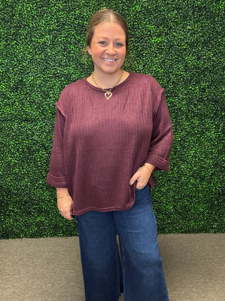 She+Sky 3/4 Sleeve Knit Top