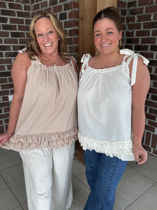 Easel Seersucker Ruffle Bottom Tunic