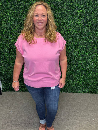 White Birch Pink Short Sleeve Sweater